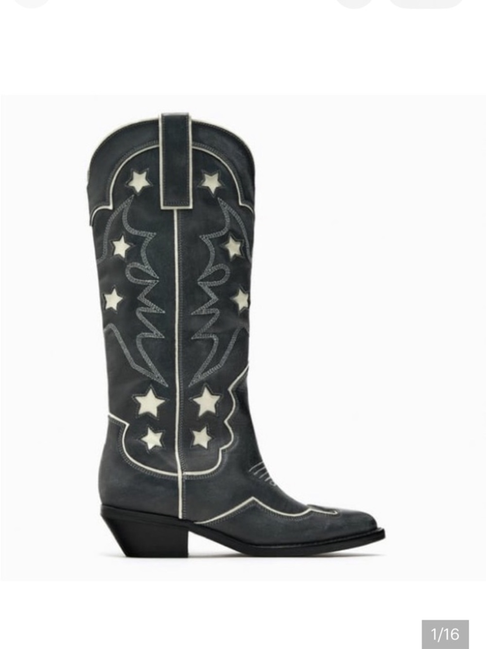 Zara Black Western Star-Accent Knee Boots